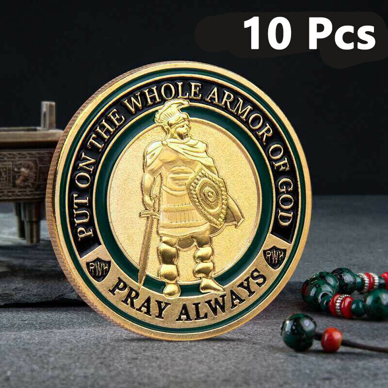 10Pcs Put on The Whole Armor of God Commemorative Challenge Coin Collection