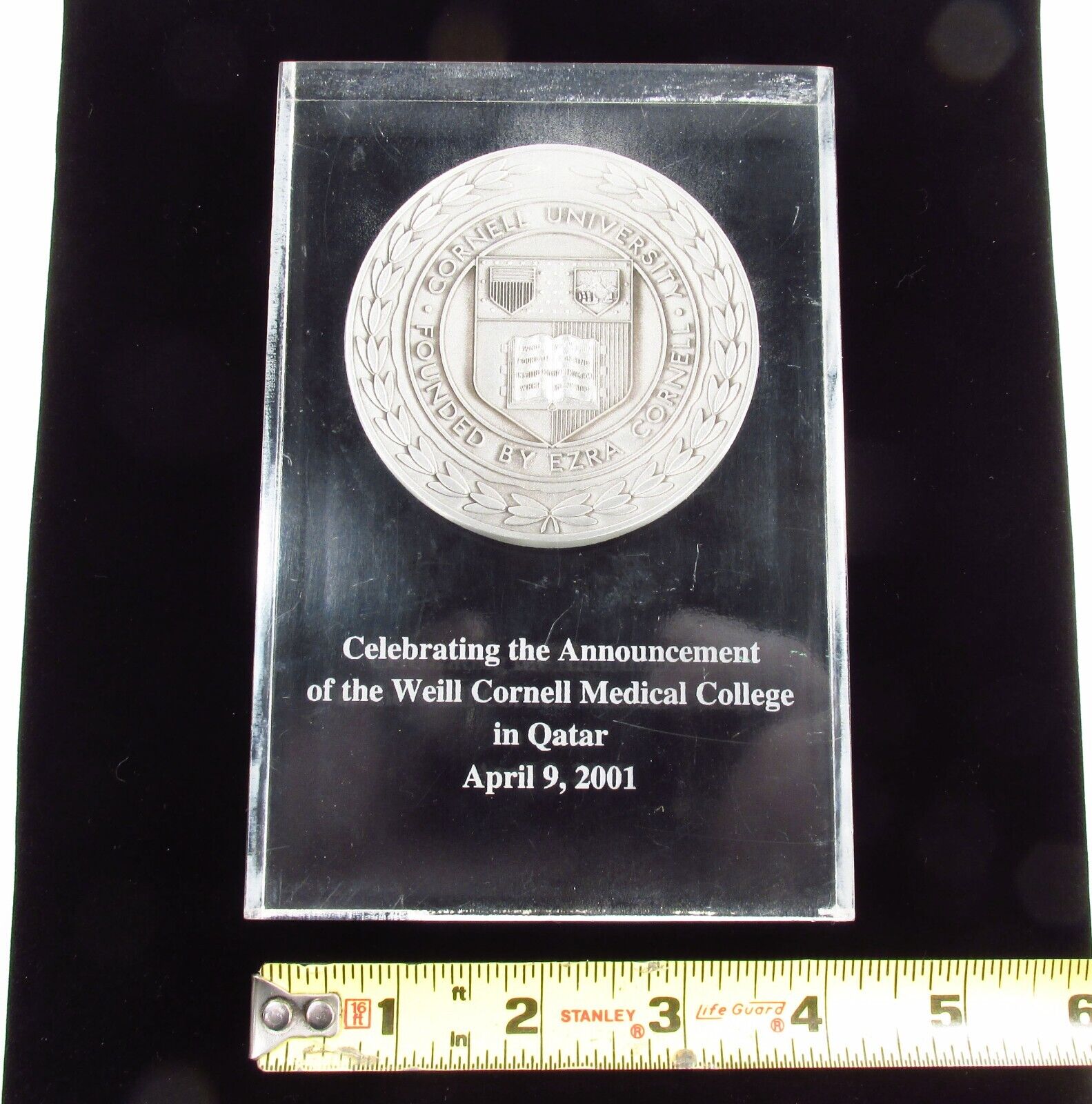 Vintage 2001 Weill Cornell University Medical College Qatar Encased Medal Award