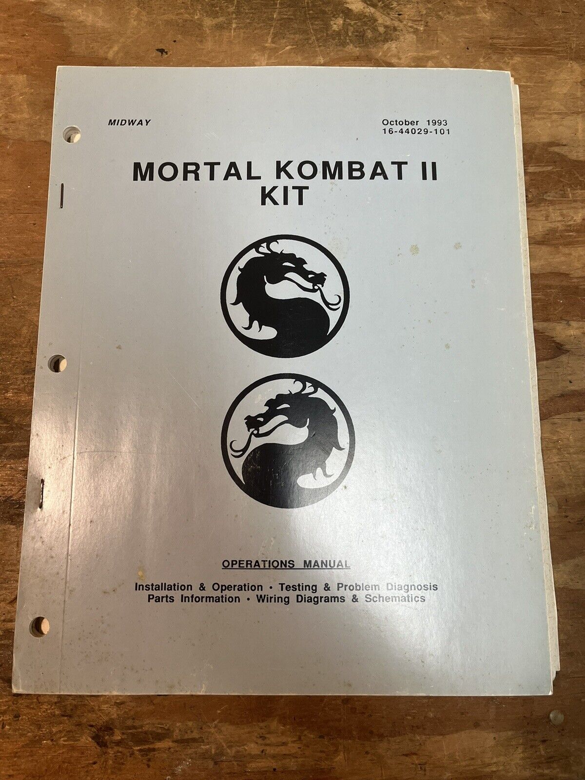 Vintage Midway Mortal Kombat II manual
