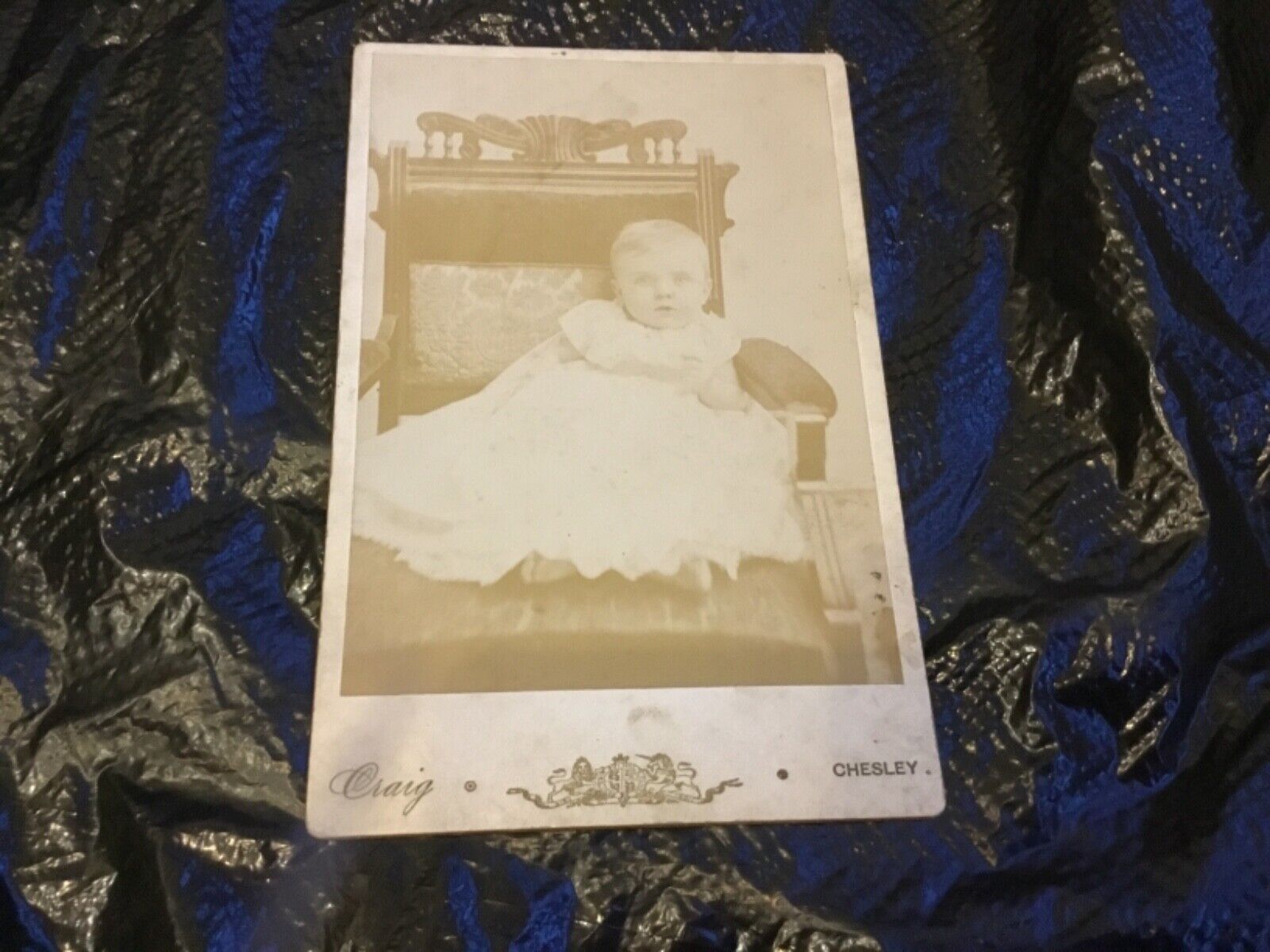 Antique / Vintage  Photo Baby in Chair - 6.5” x 4”