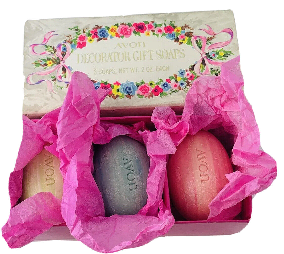 Vintage Avon Soap Set Pastel Colors Set of 3 NEW Decorator Gift Egg Shaped Soaps