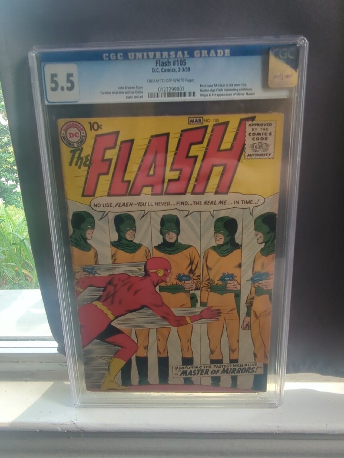 Flash #105 (1959) CGC 5.5- 1st SA Flash in own title, 1st Mirror Master