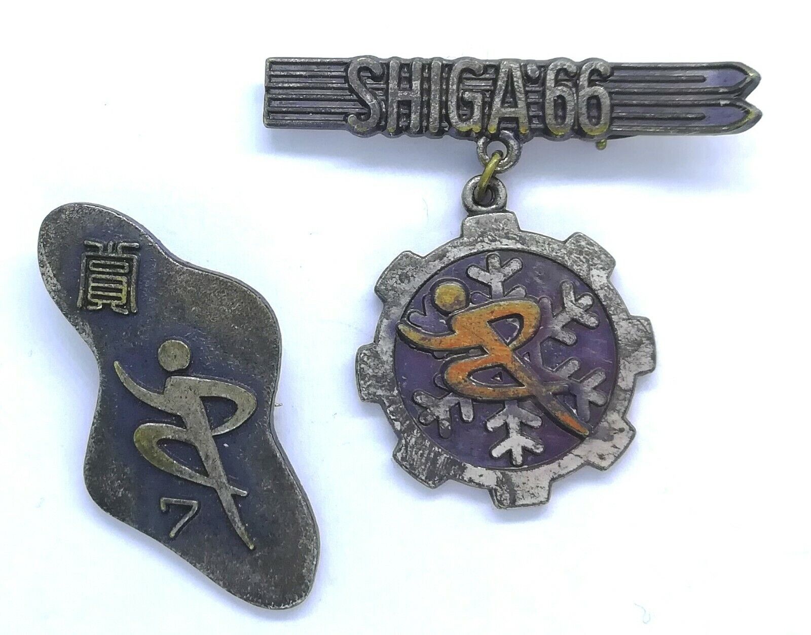 Shiga 1966. Winter sport. Two fantastically rare Japanese badges.