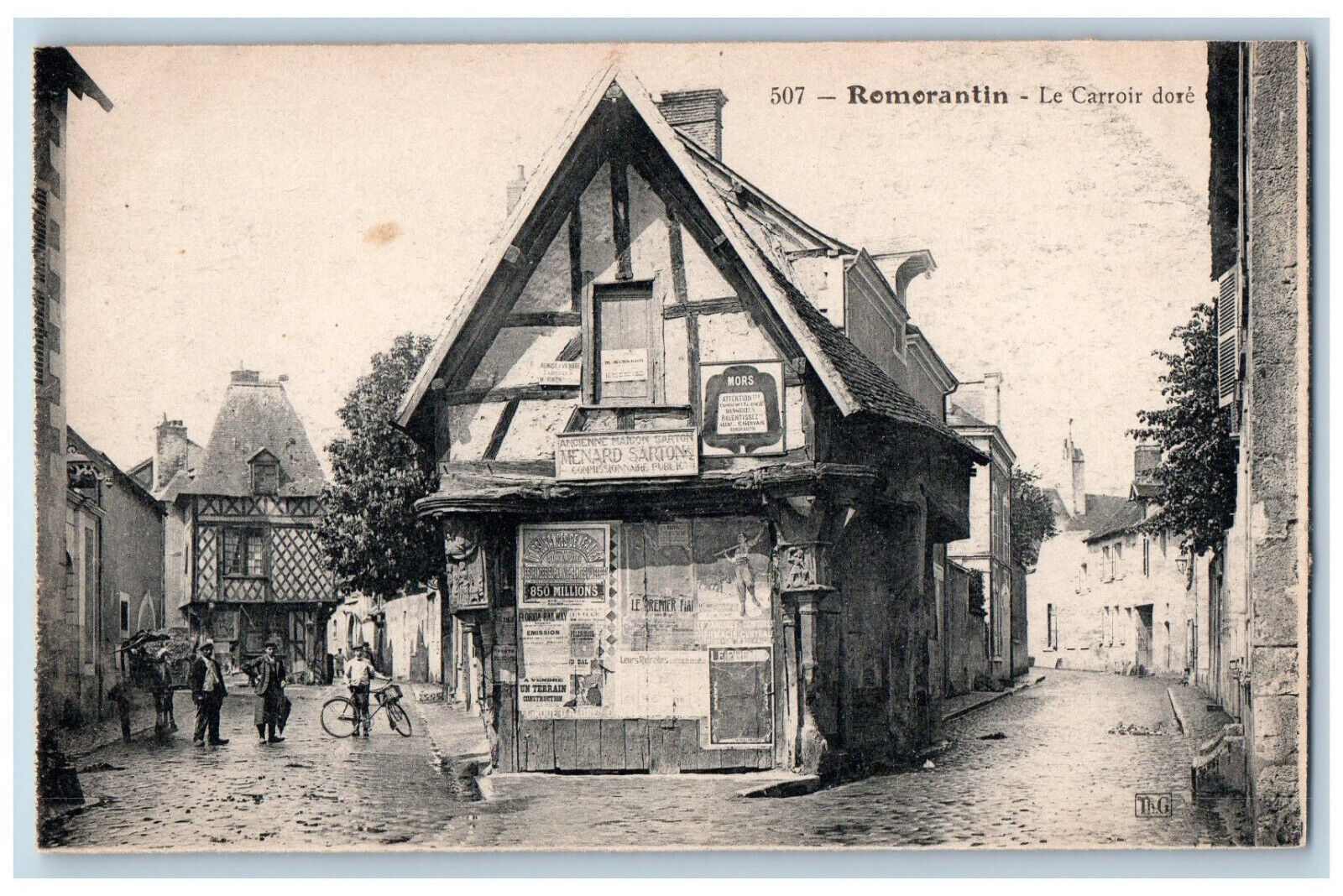 Romorantin-Lanthenay France Postcard View of Two Roads The Golden Carroir c1910