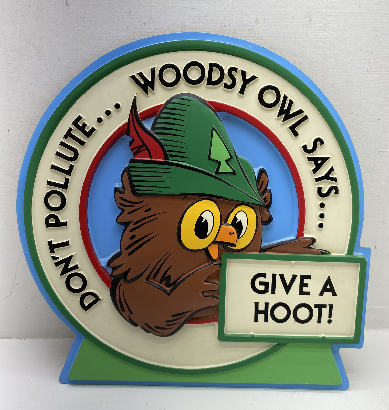 Woodsy The Owl Give A Hoot Don\'t Pollute Rare Vintage Sign Smokey the Bear