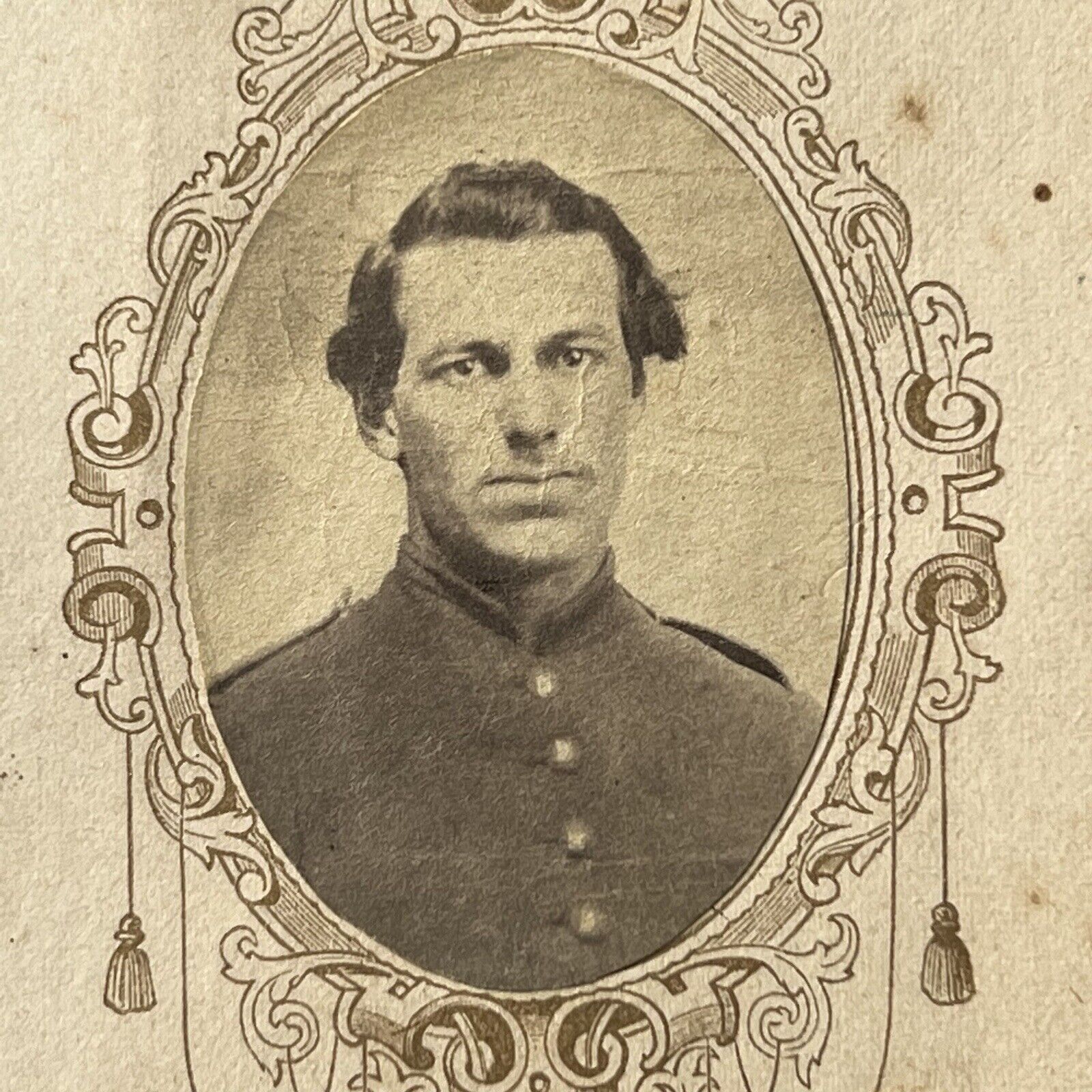 Antique CDV Photograph Handsome Man Civil War Soldier Possible ID Signature