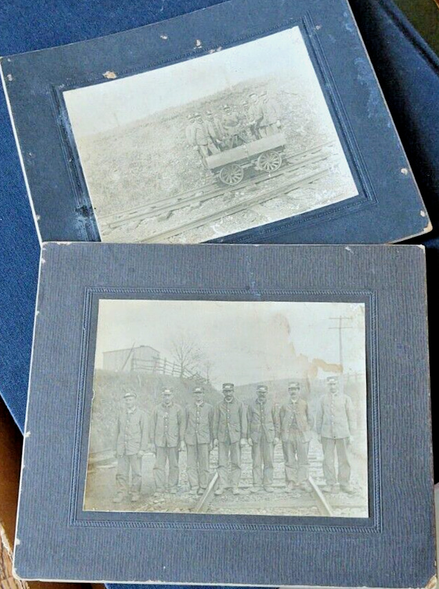 2 Antique Photos Railroad Men , Pennsylvania RR Most Likely , late 1800s