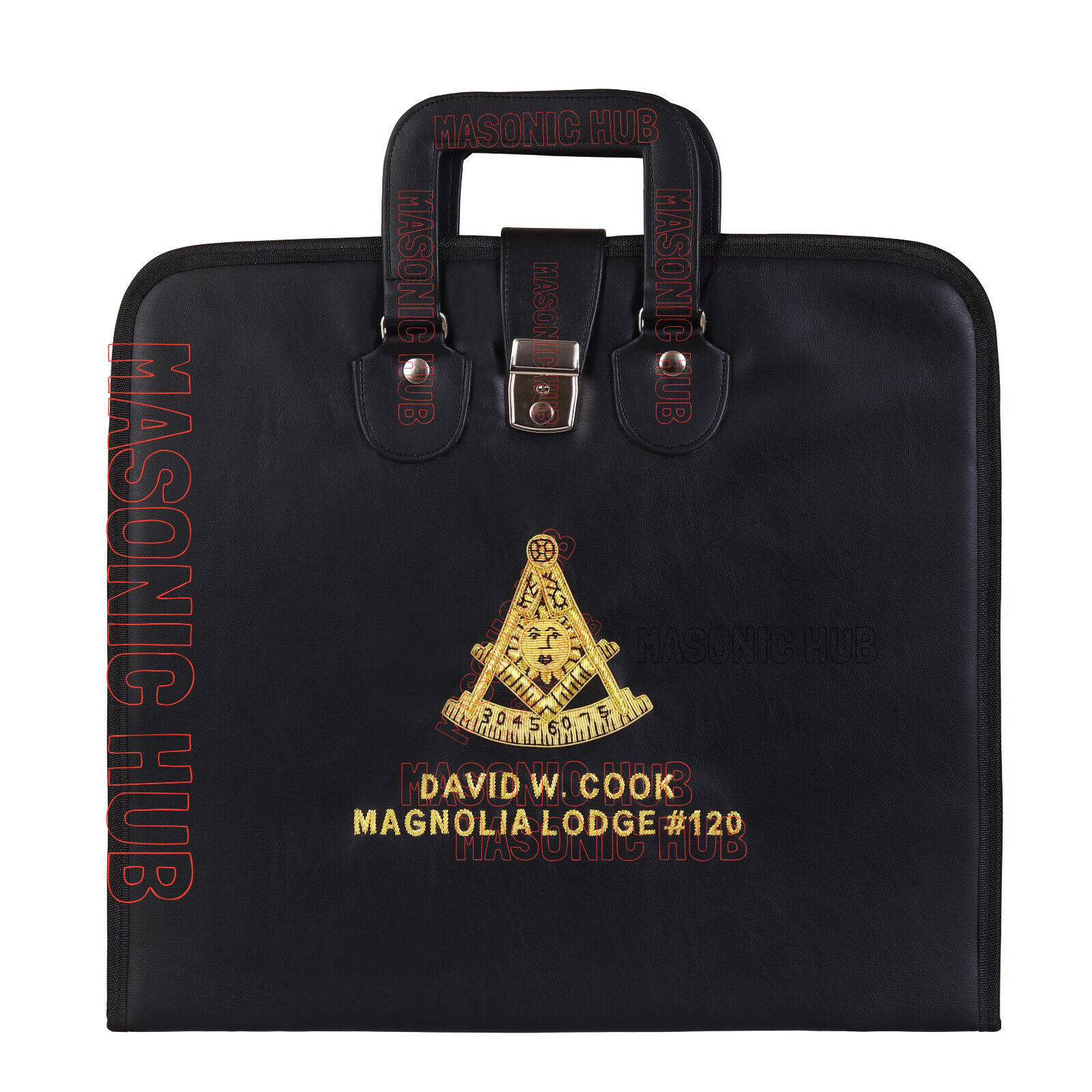 Masonic Hand Embroidered Customize Past Master  Masonic Apron Case with Handle