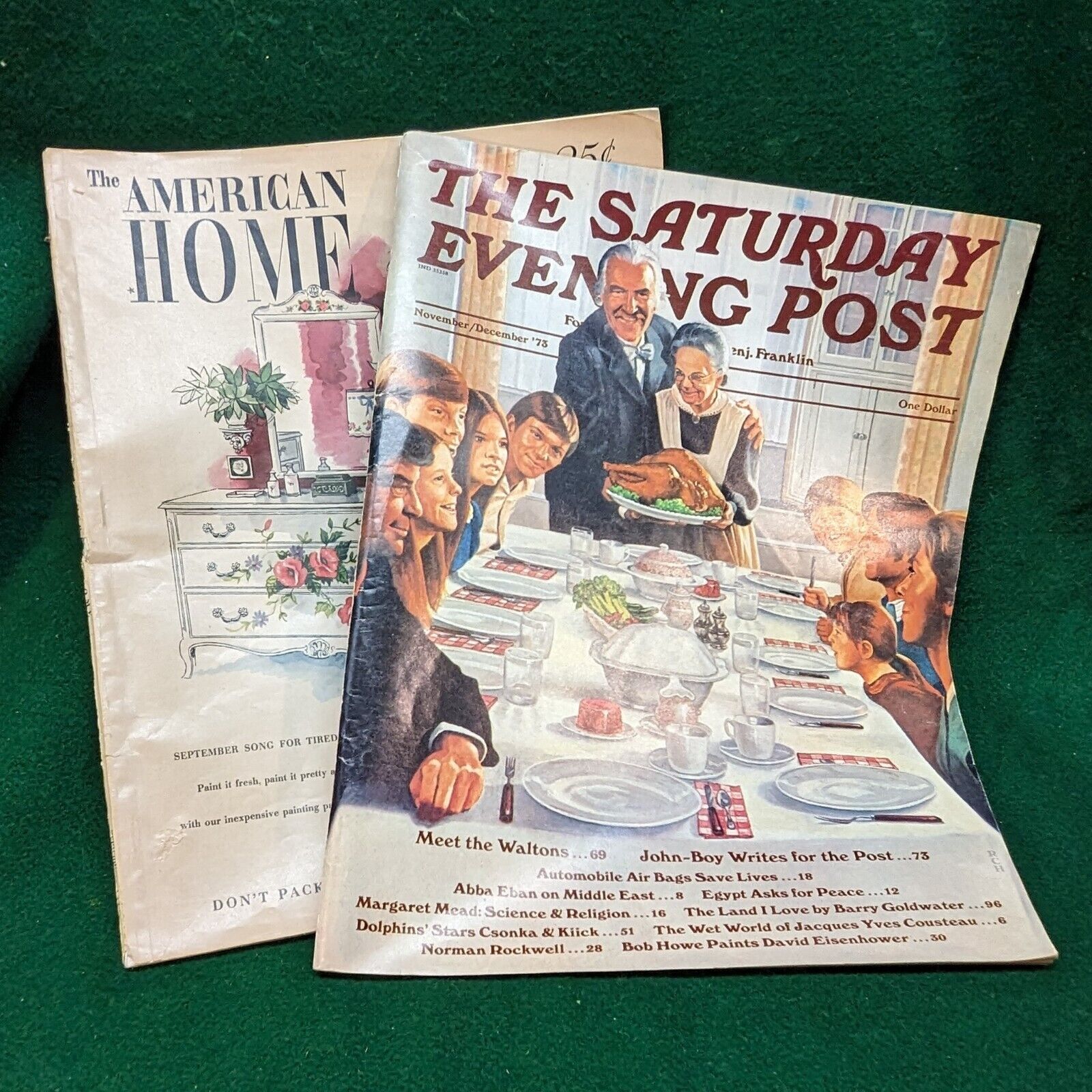 Vintage magazines - 1948 American Home and 1973 Saturday Evening Post (Waltons)