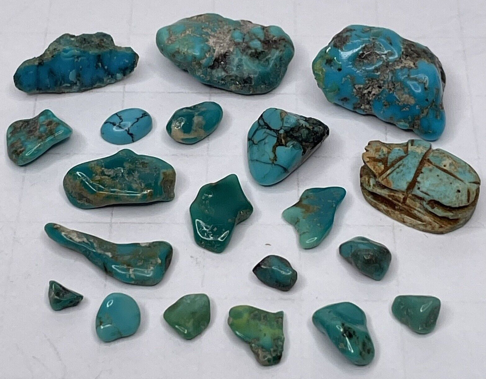 Lot 20 Turquoise Rocks Small and Tiny Stone Bits Polished Nuggets