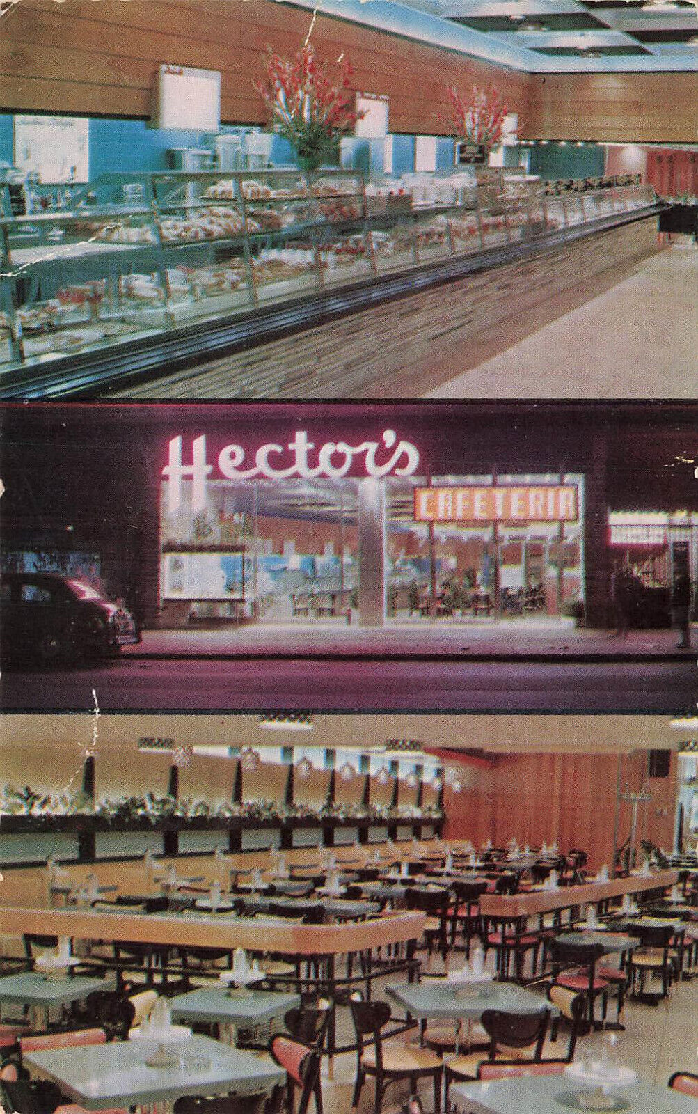 HECTORS SELF SERVE RESTAURANT VINTAGE NEW YORK CITY POSTCARD 1950s 091823 S