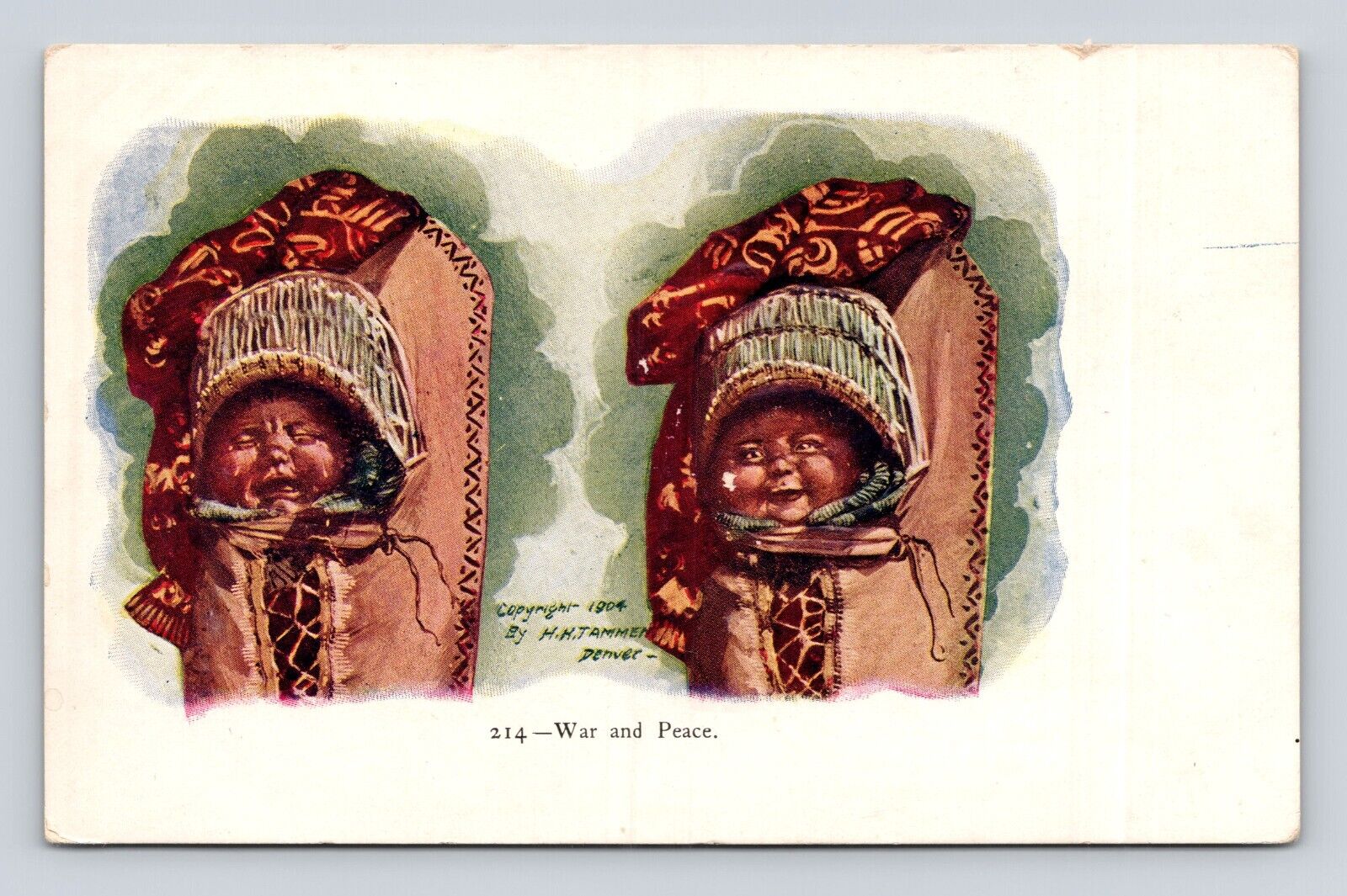 Antique Postcard PIUTE Indian Papooses Native American Babies 1904 War & Peace