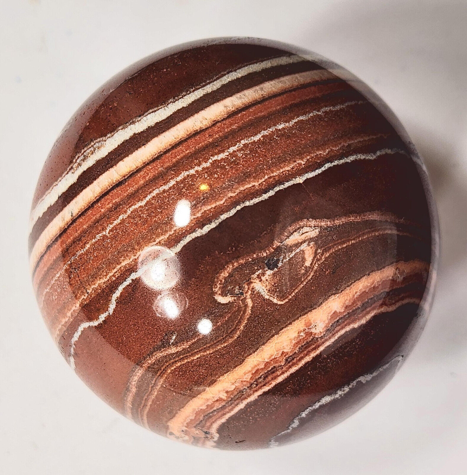 Banded Red Calcite 72mm Decorator Sphere for Home or Office Great Gift 6043