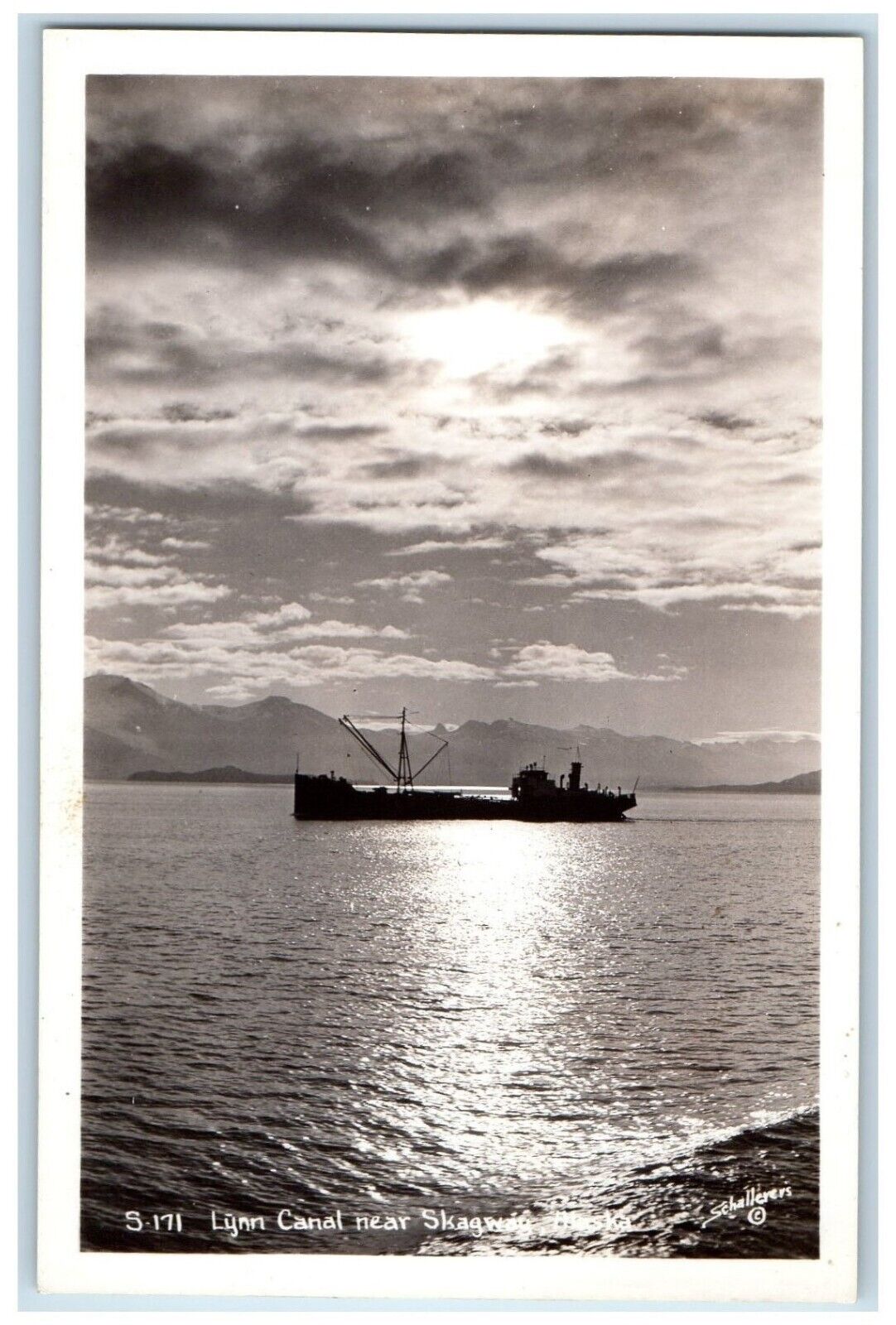 c1940\'s Lynn Canal Ship Scene Near Skagway Alaska AK RPPC Photo Vintage Postcard