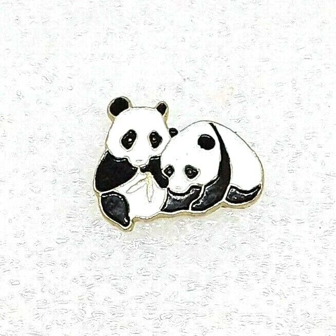 Two Pandas Enamel Lapel Hat Pin 