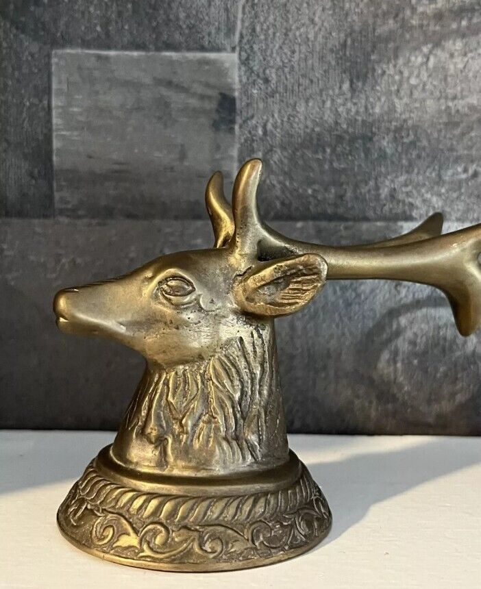 Vintage Bronze Brass Deer Elk Stag Candle Snuffer 9” Antler Handle