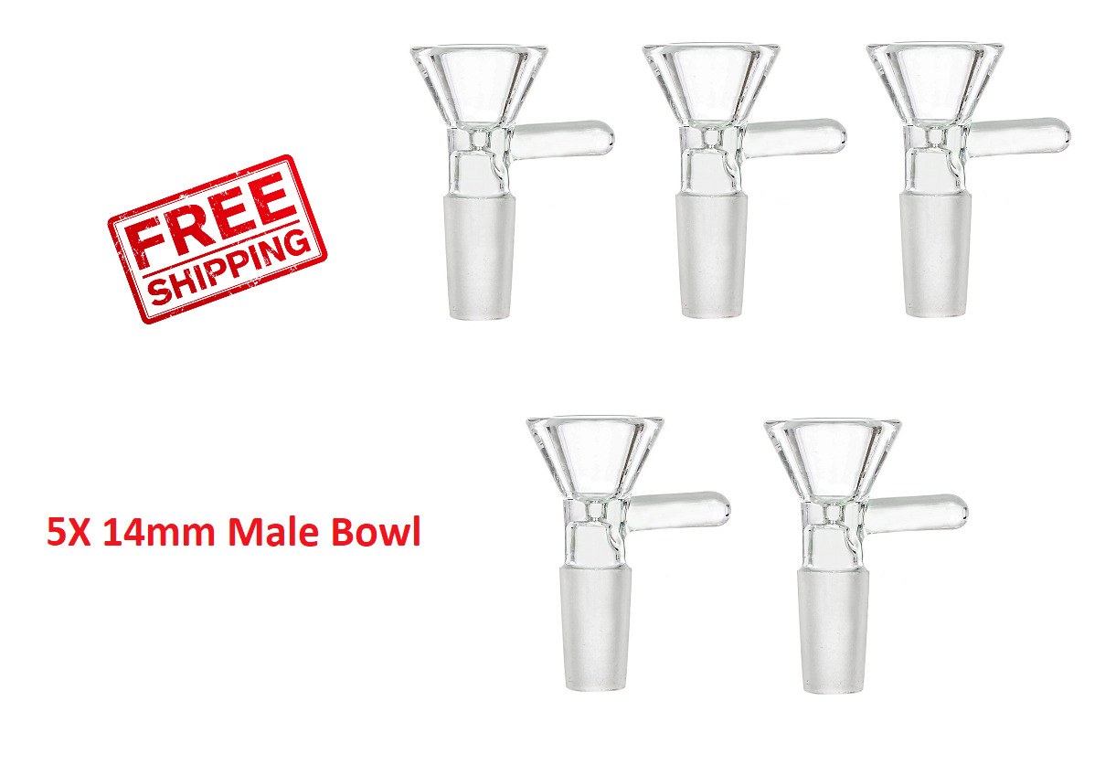 5X 14mm Male Glass Bowl Handle Piece Replacement for Water Filter Bongs