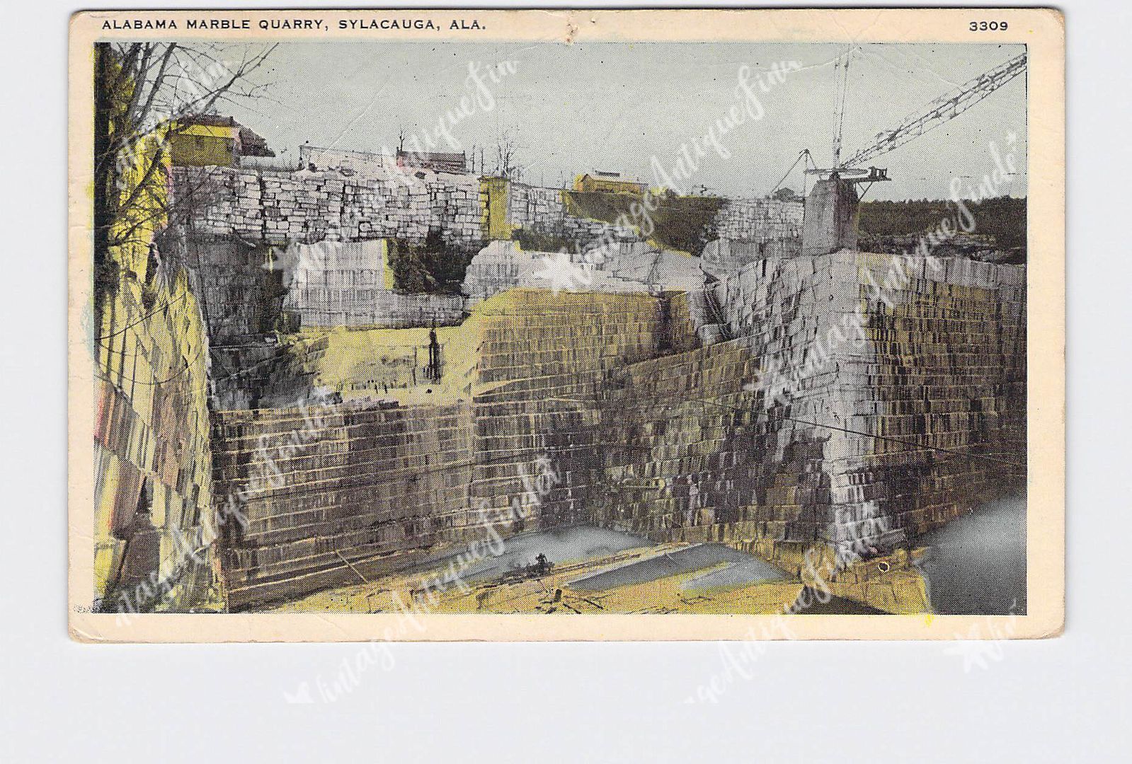 PPC Postcard AL Alabama Sylacauga Marble Quarry 1916 Postmark