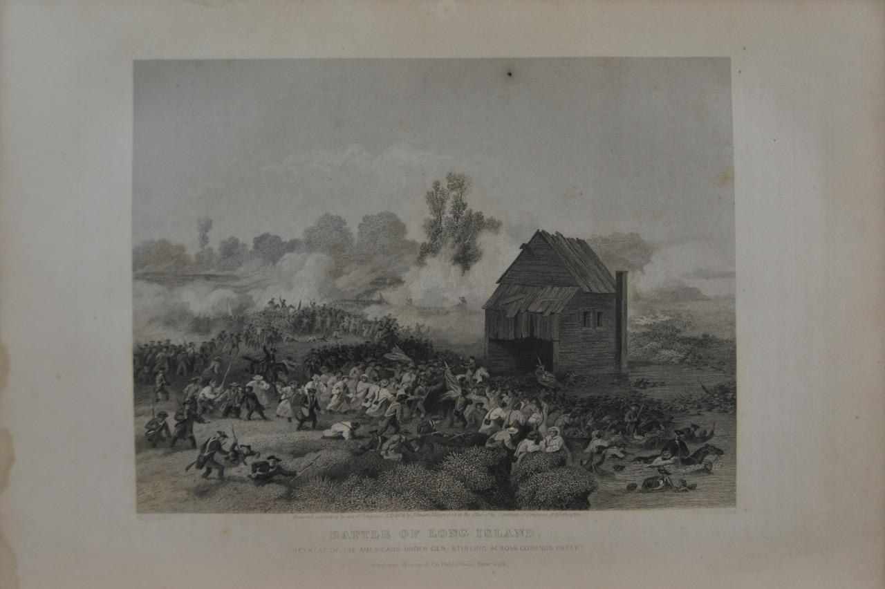 Antique Revolutionary War Battle of Long Island Original 1870\'s Engraving Art
