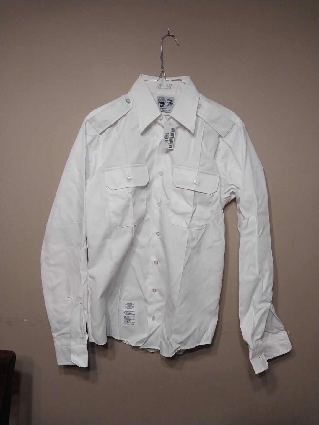 Defense Logistics Agency Long Sleeve White Uniform Shirt 15.5C