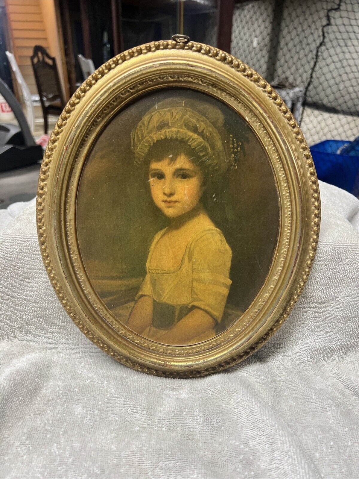 Borghese Oval Frame, Gold Gilt, Antique Little Girl Portrait 