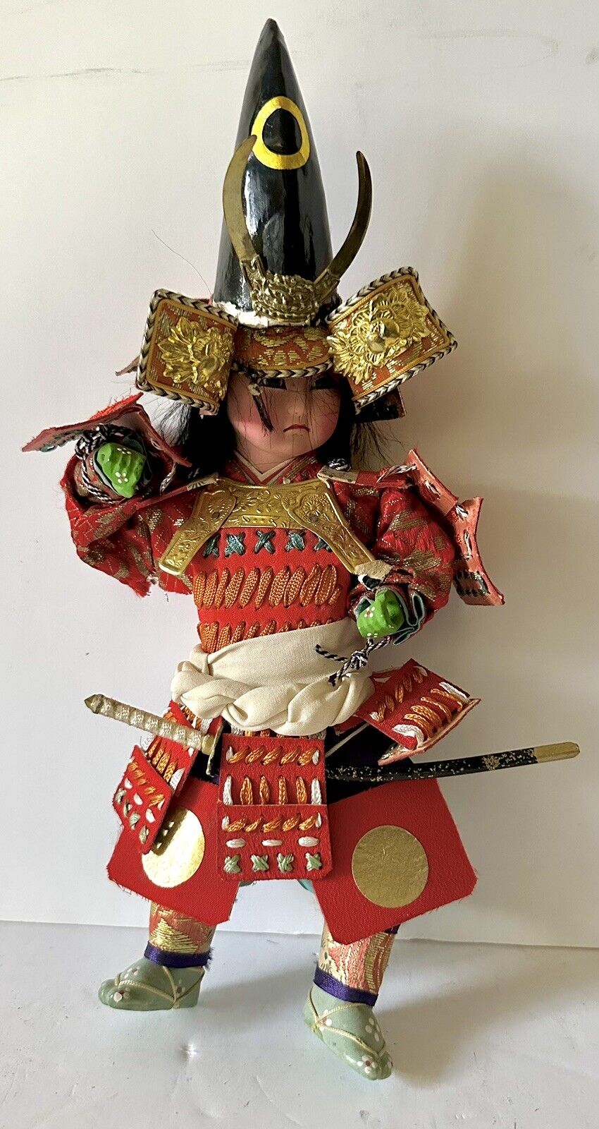 Vintage Japanese Samurai Warrior Handmade Figurine Doll 10.5\
