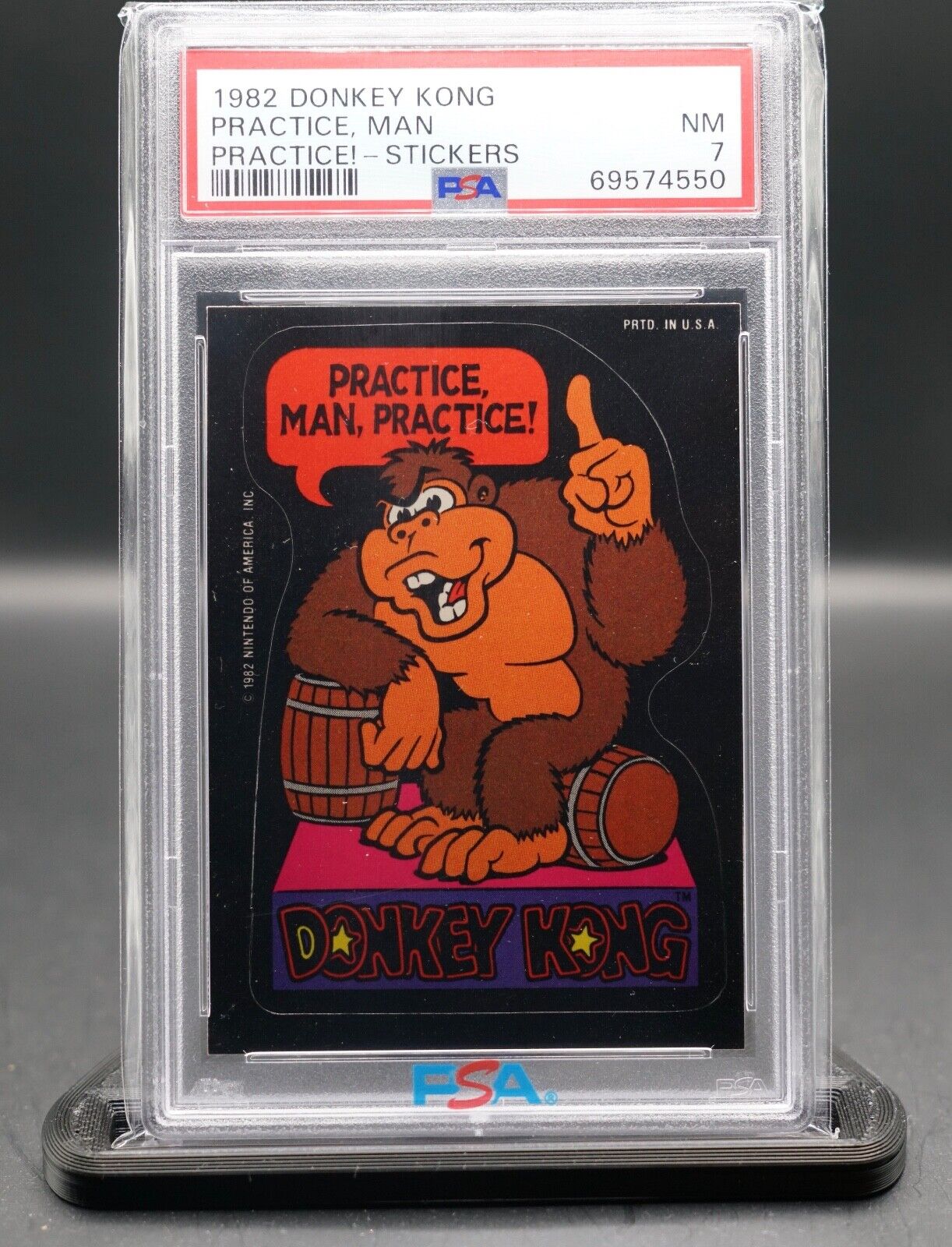 Vintage 1982 Topps Donkey Kong - Video Game Card - Practice Man Practice PSA 7
