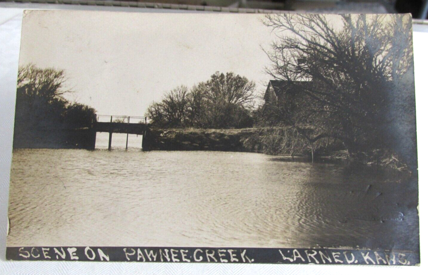 1909 RPPC  LARNED KS Kansas Real Photo Postcard RPPC, Scene On Pawnee Creek