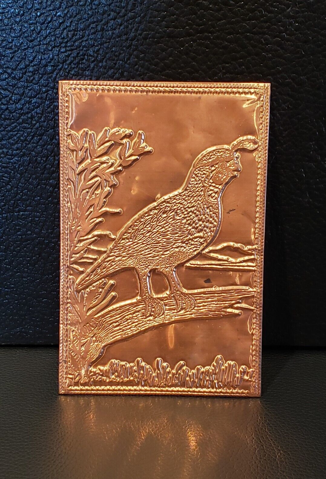 Vintage Kopper Kard Engrave Quail Copper Post Card