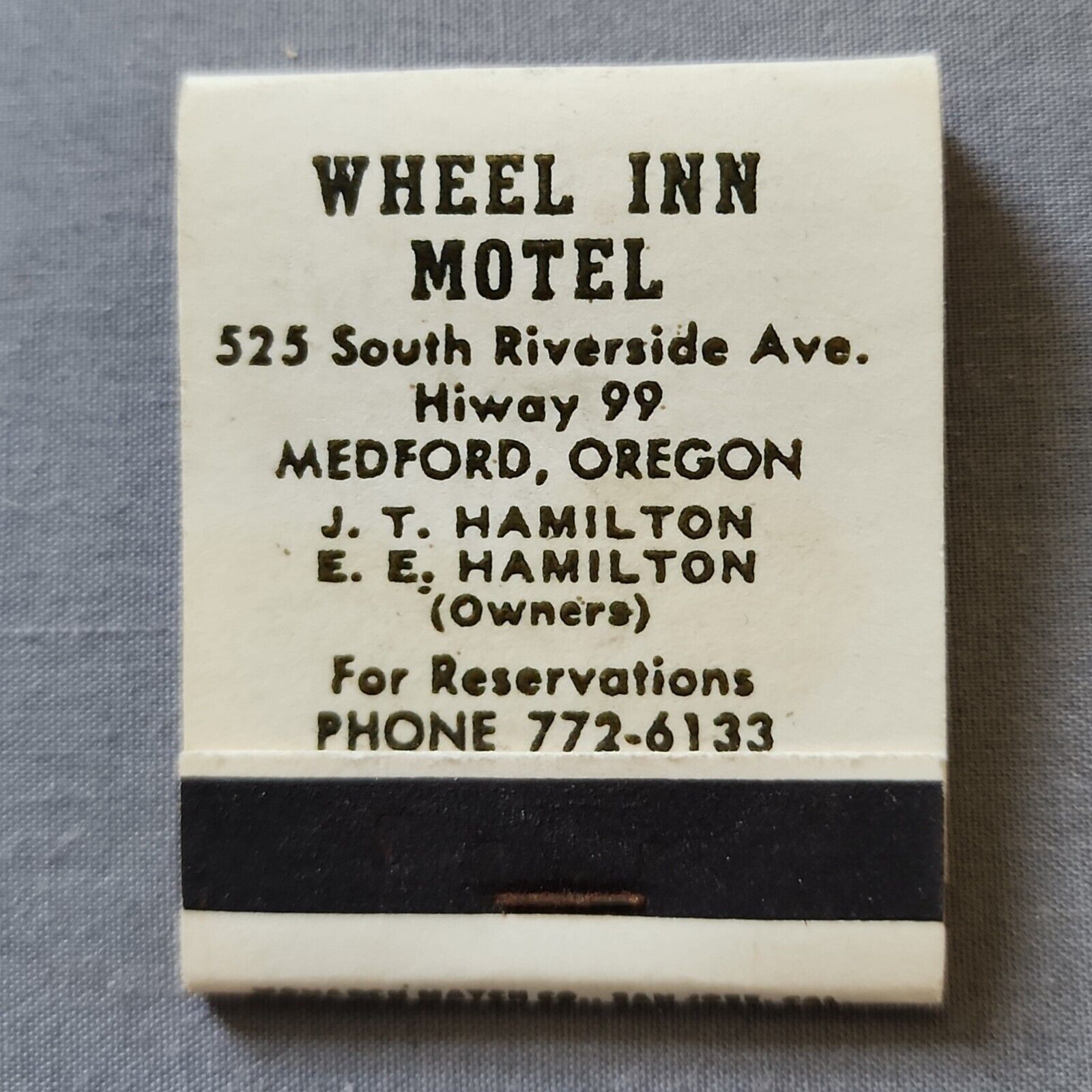 Wheel Inn Motel Matchbook Medford Oregon Vintage Unstruck Front Strike Full