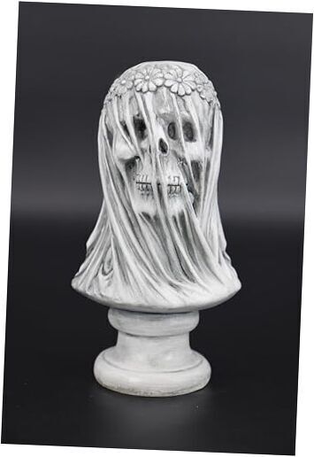 Veiled Skull Sculpture, Halloween Skull Decoration Gift, Vintage Greek Style, 7