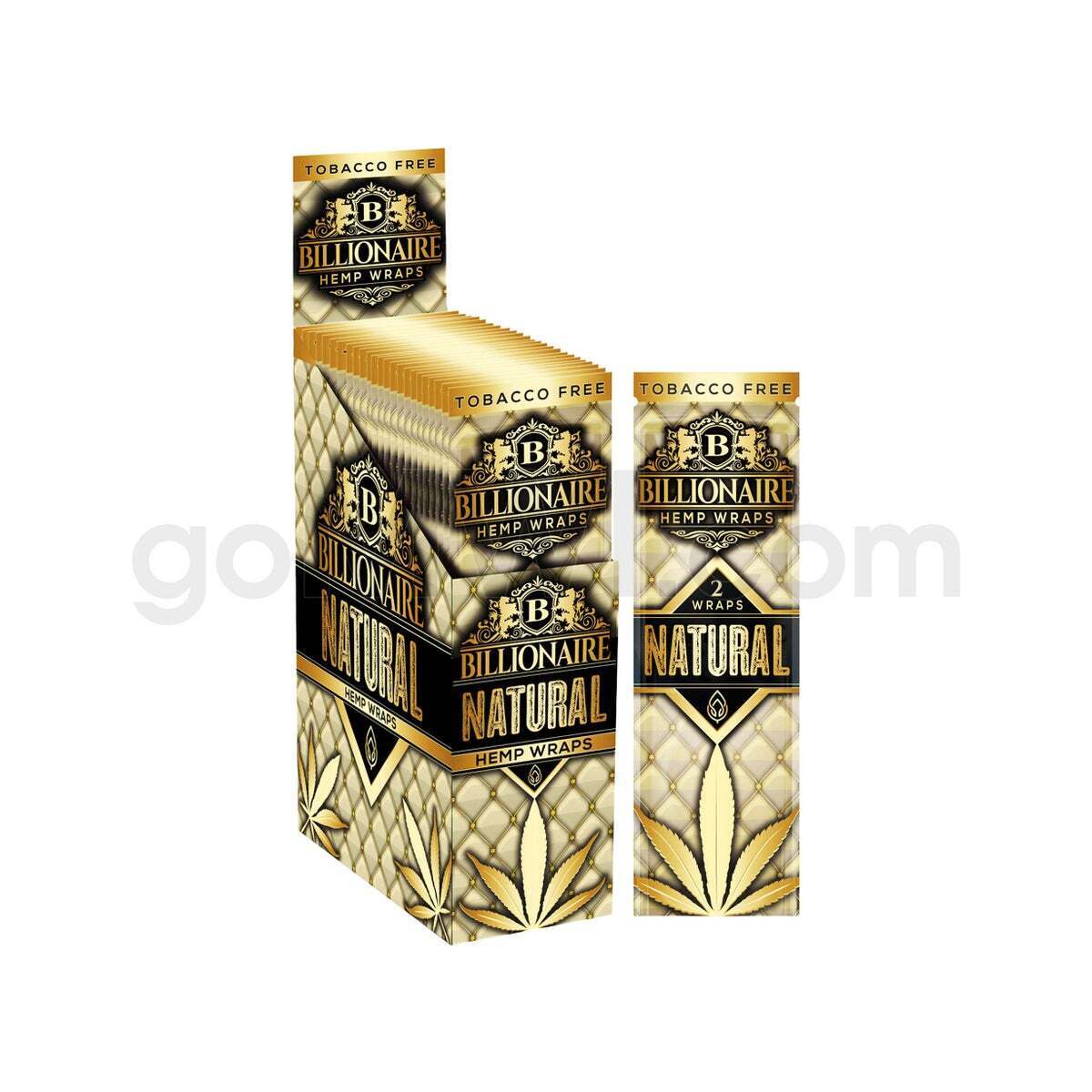 Billionaire 25 pk of 2ct Herbal  Natural Wrap Organic Rolling Paper 50 Wraps BOX