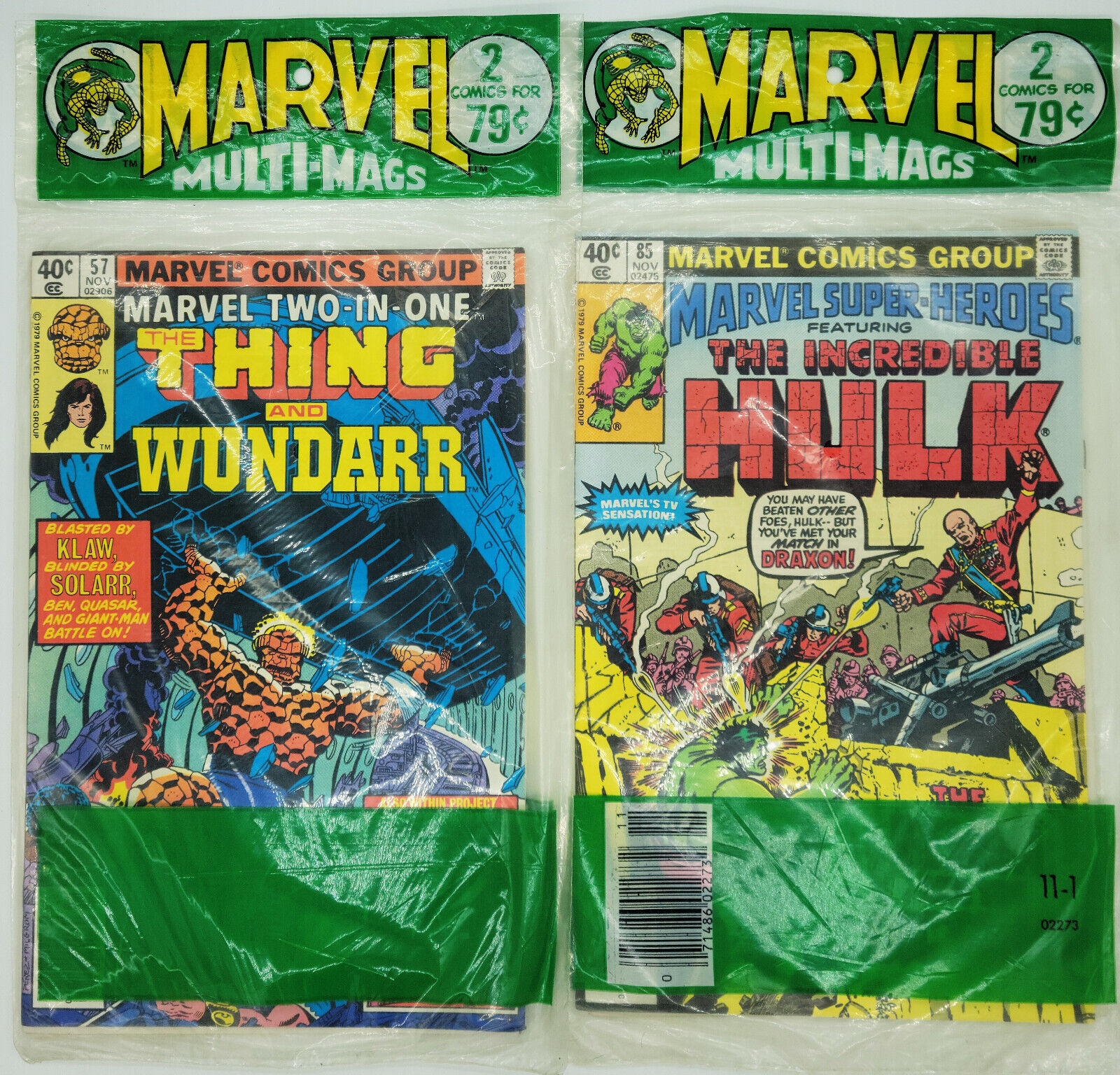 Marvel Multi-Mags (Marvel Two-In-One #57/Marvel Super-Heroes-Hulk #85) 1979 RARE
