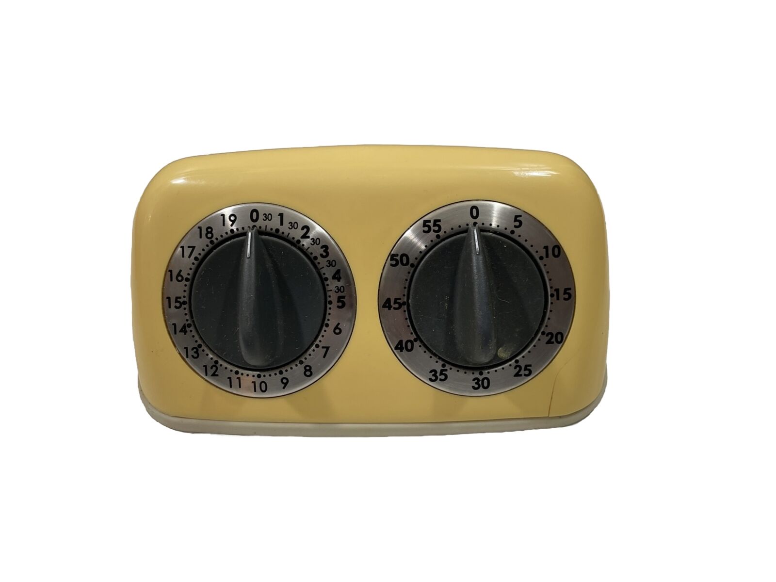 AMCO Two Timer Twin Dual Vintage Retro Yellow Manual Dial Timer