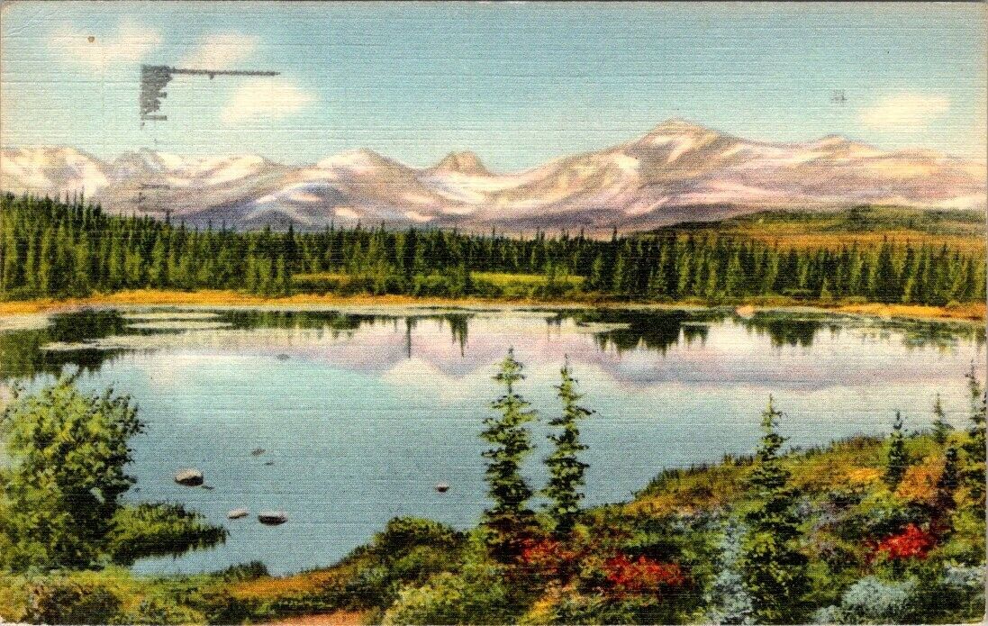 Vintage postcard - RED ROCK LAKE ABOVE WARD Colorado linen
