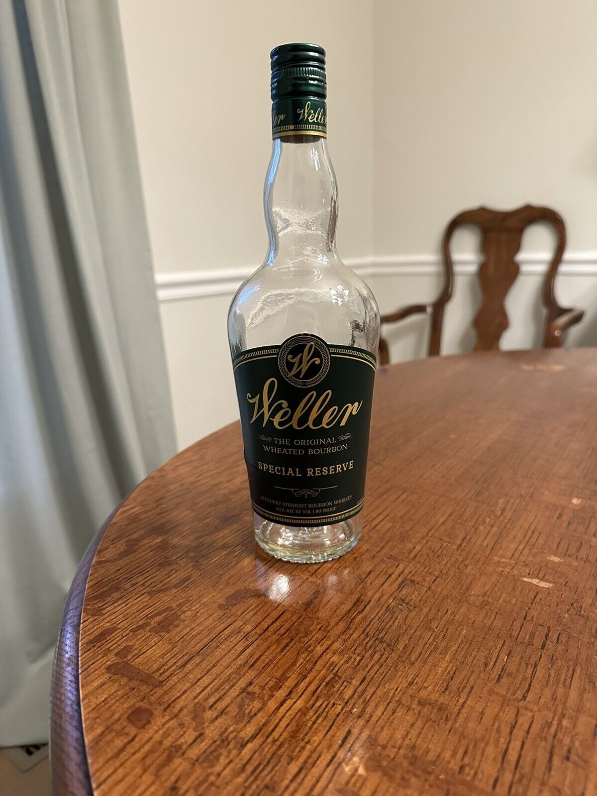 Weller, Special Reserve, Green Label, 750ml Bourbon Bottle, Empty. Unwashed