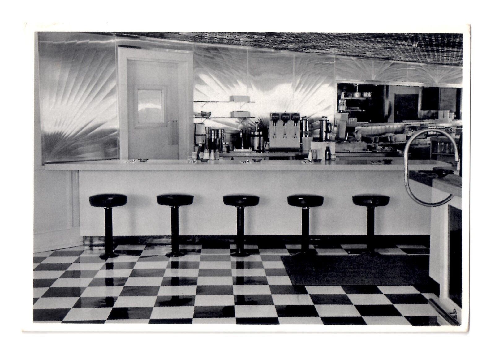 Classic Diner (1992 RPPC) B&W Postcard (1960's Era) San Francisco, California 