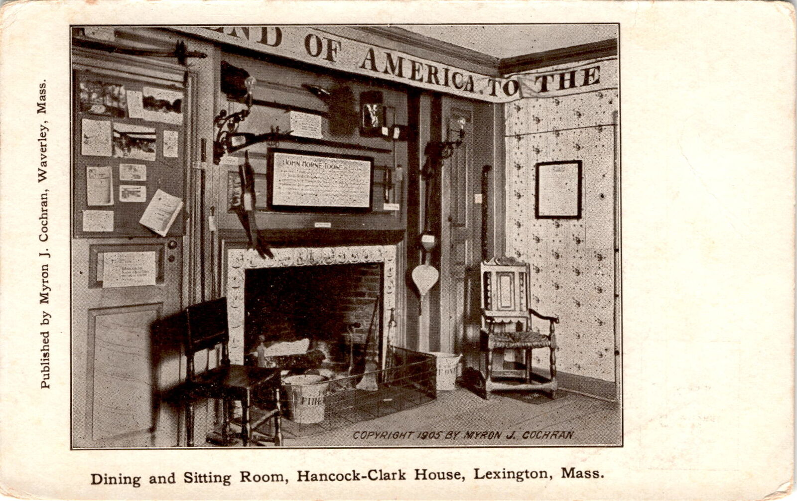 Hancock-Clark House Dining & Sitting Room Postcard Lexington