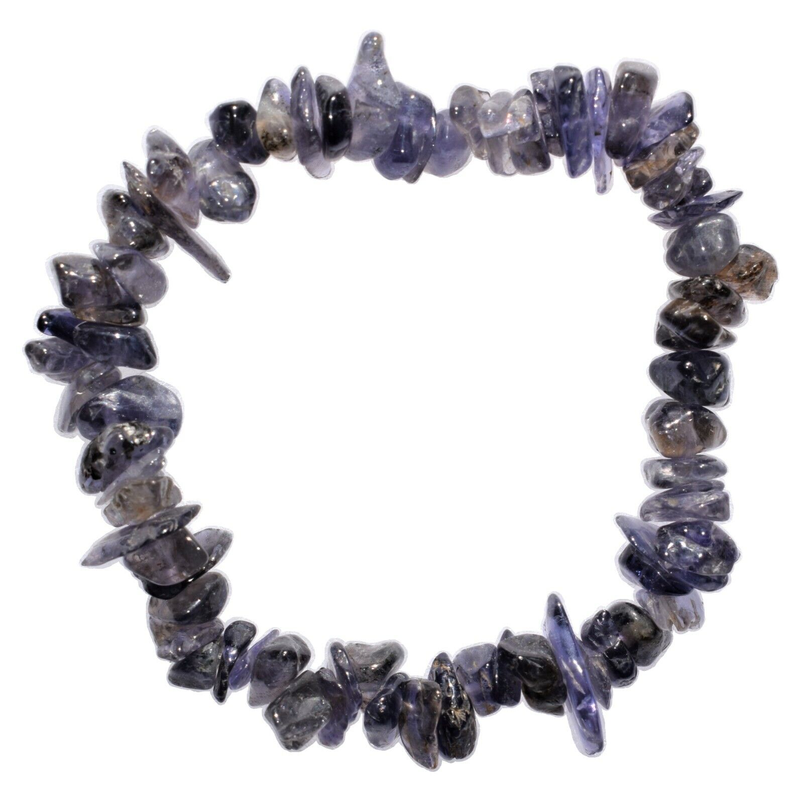 CHARGED Iolite Crystal Chip Stretchy Bracelet + Selenite Pocket Puffy Heart