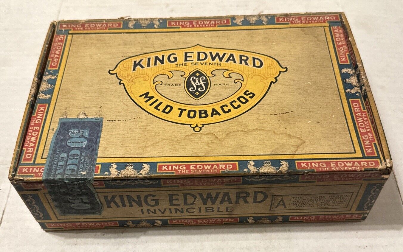 Vintage KING EDWARDS Invincible Cigar Box Factory 110 Florida 1926 Tax Stamp