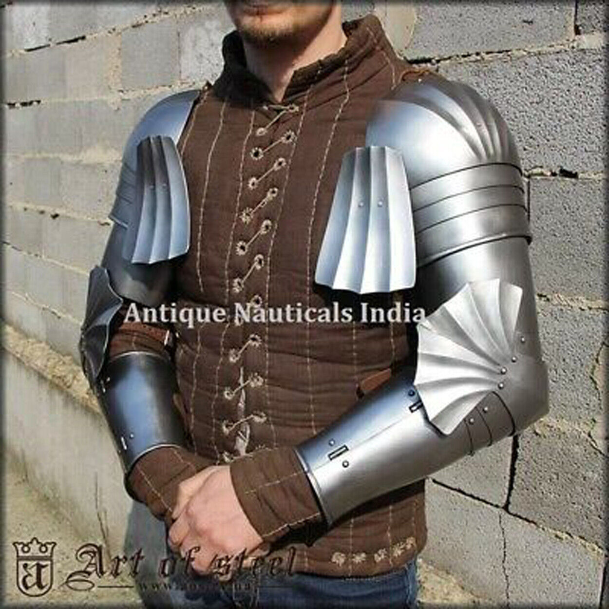 Medieval Gothic Armor Arm and Shoulder Set Steel 18 Gauge Larp Reenactment