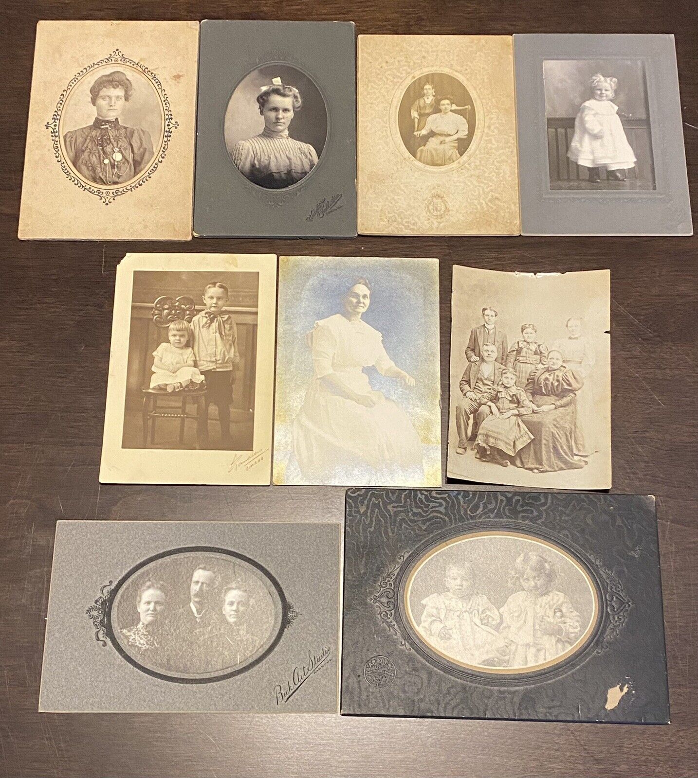 Antique Cabinet Cards & Photographs - Lot Of 9 - Men Women & Children