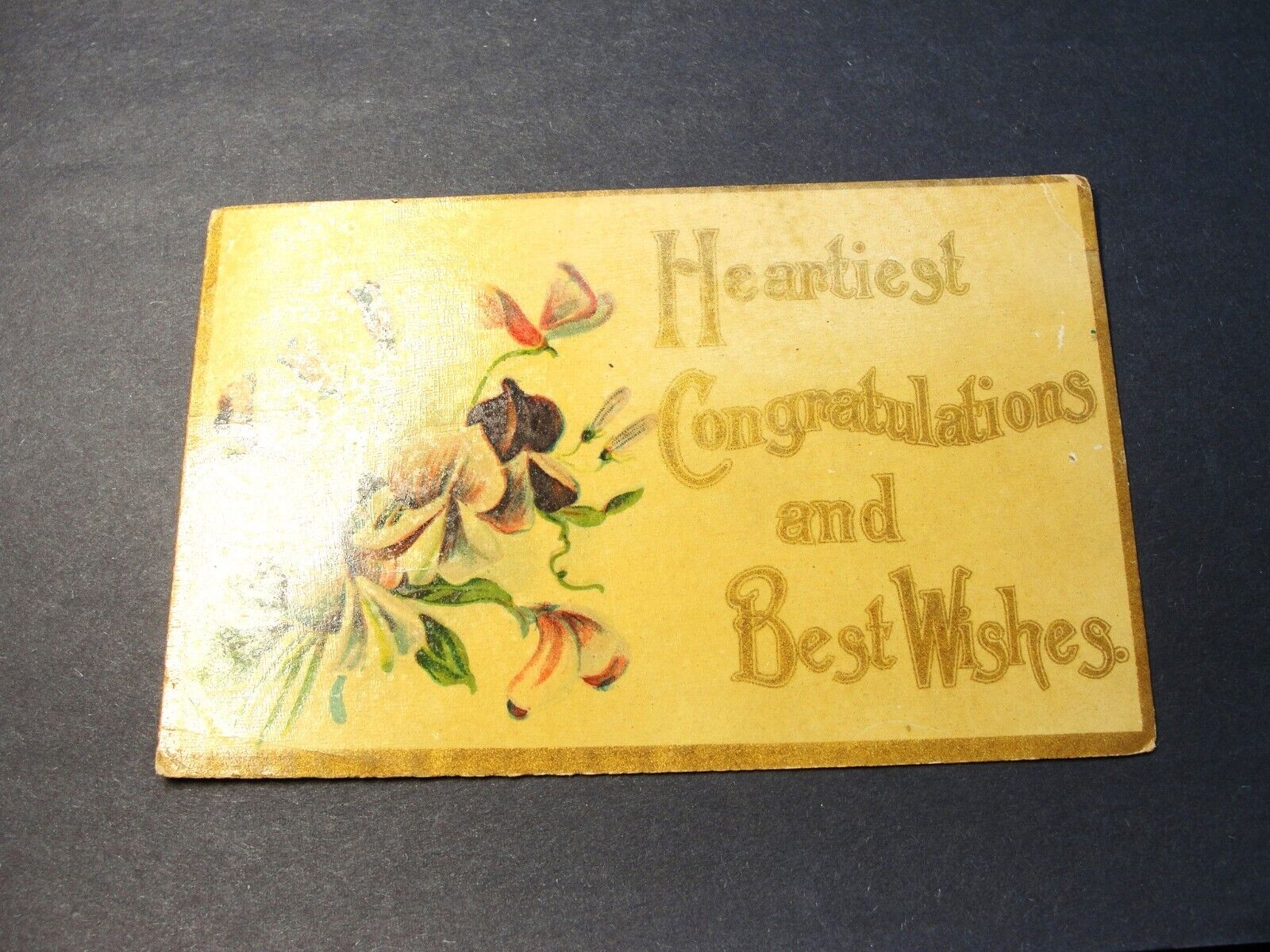Heartiest Congratulations-Best Wishes -1909-13 Star Flag Cancellation -Postcard.