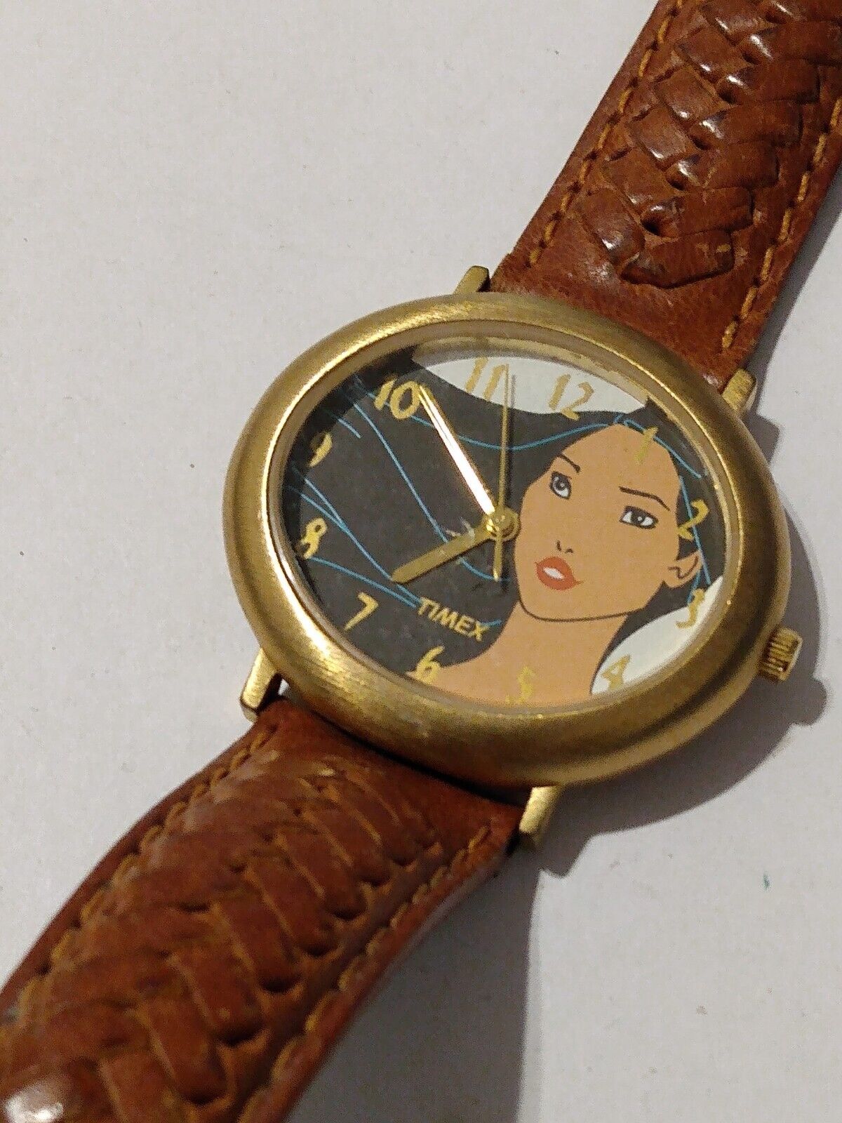 Timex Disney Pocahontas Watch Brown Leather Band Nonworking Untested