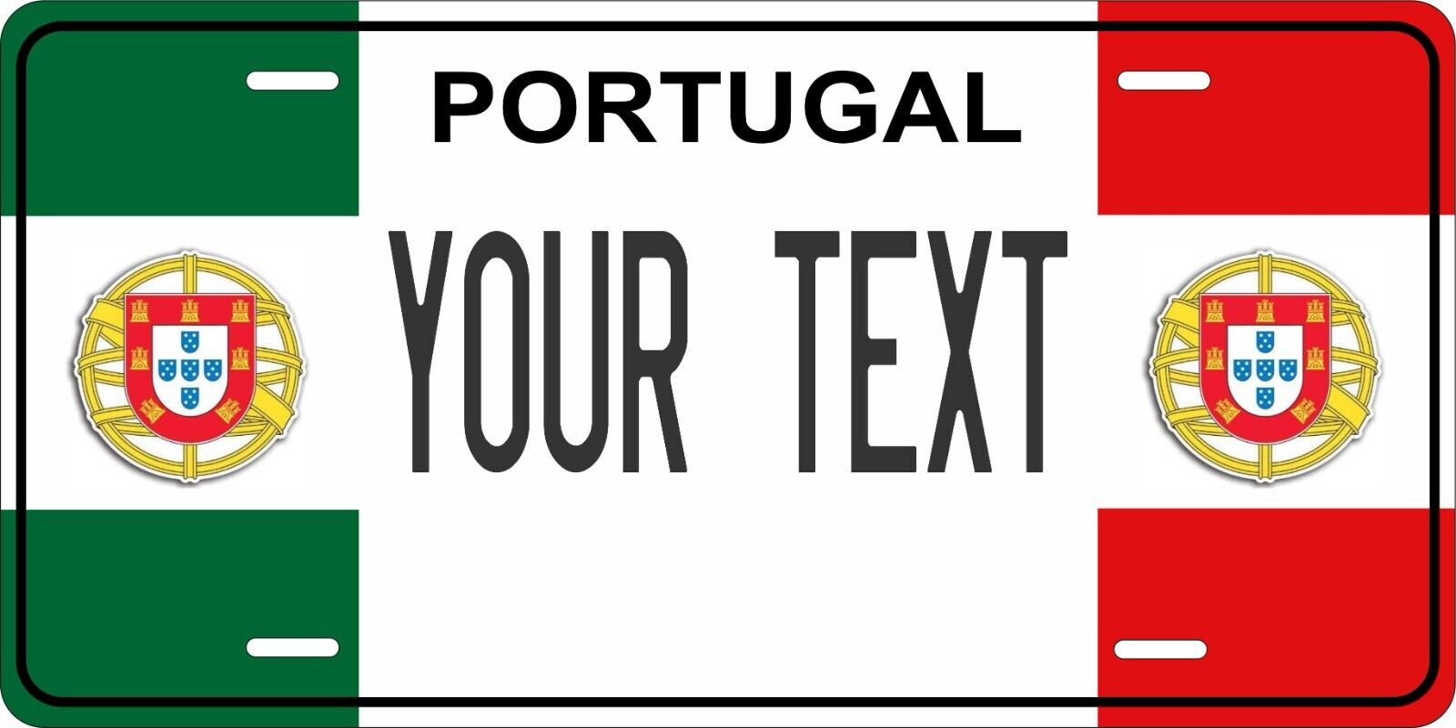 Portugal Flag Wave 2 License Plate Personalized Car Auto Bike Motorcycle Custom