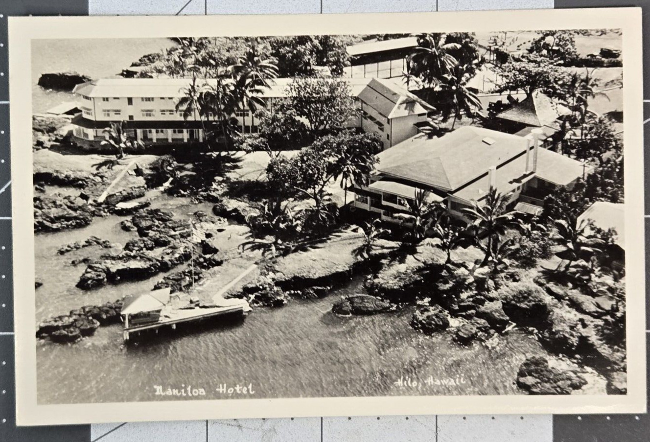 Vintage B&W Hilo Hawaii RPPC Postcard Naniloa Hotel EKC 1939-1950