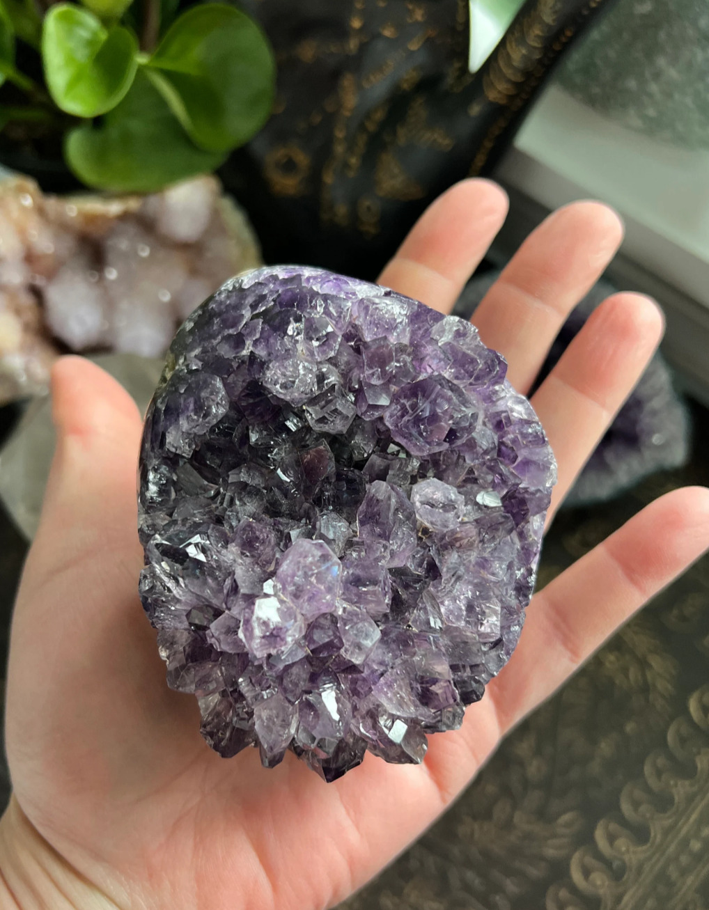 Chunky Amethyst Flower Uruguay Crystal Cluster Geode Purple Meditation Stone A18