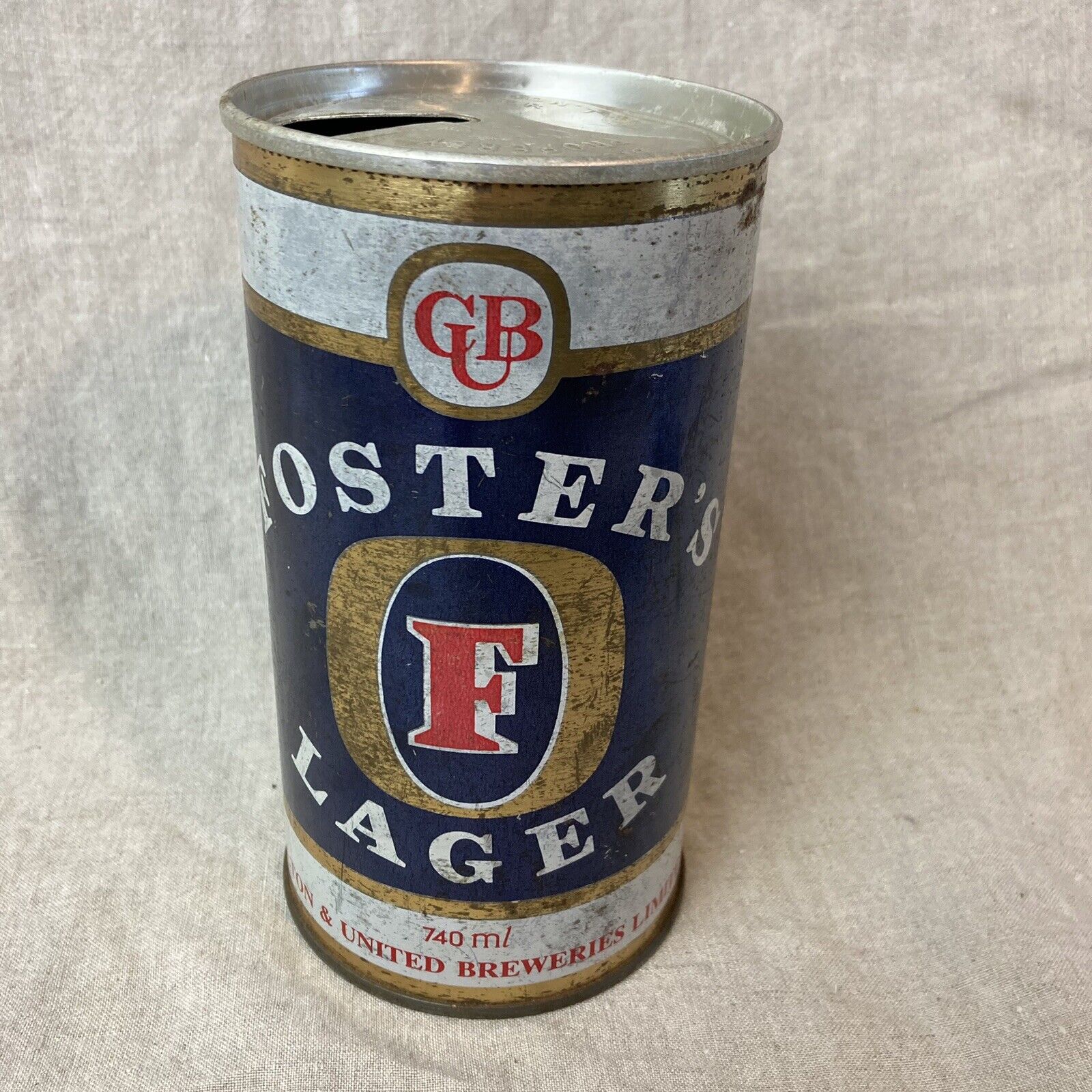 Foster\'s Lager Large Seam  25 oz. Empty Collectible Pull Tab Beer Can 1970’s