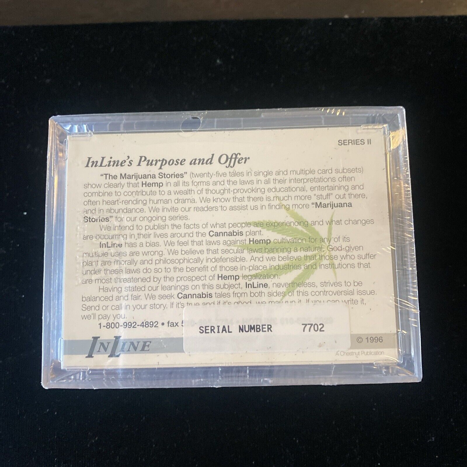 1996 MARIJUANA CARDS POT  Inline Hemp Art Cannabis Sealed Set Series 2  #7702