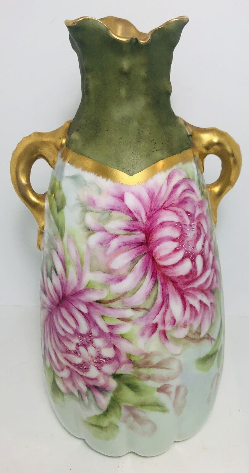 Antique Philip Rosenthal German Hand Painted Vase Rare 10.5”